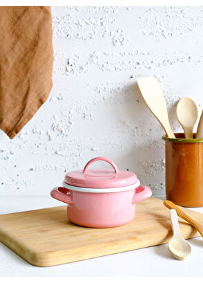 Elif Emaye Pink Enamel Mini Pot 12 cm - 6