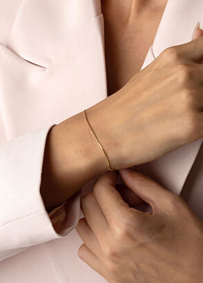 Safir Mücevher 14 Ayar Altın Küp Kadın Zincir Bileklik - 8