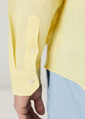 Beymen Club Comfort Fit Light Yellow Linen Shirt - 7