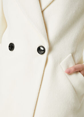 Beymen Club Kırık Beyaz Kruvaze Yün Palto - 6