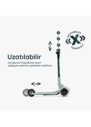 SmarTrike Xtend Mini-Ride 1-9 Years 4 Stage Growing Seated Foldable LED Wheel Scooter - 3