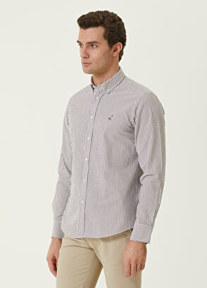 Beymen Club Comfort Fit Gül Kurusu İnce Çizgili Gofreli Gömlek - 3