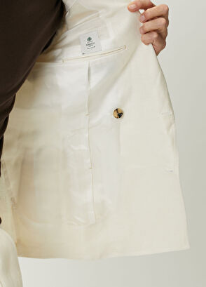 LUIGI BORRELLI Stone Double-Breasted Linen Jacket - 8