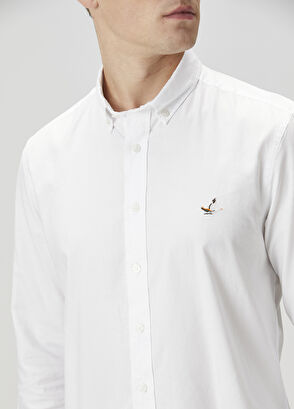 Beymen Club Slim Fit Beyaz Oxford Gömlek - 6