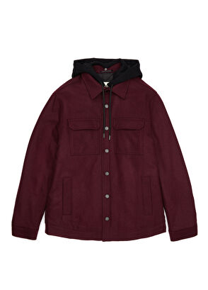 Beymen Club Burgundy Hooded Wool Cachet Overshirt - 9