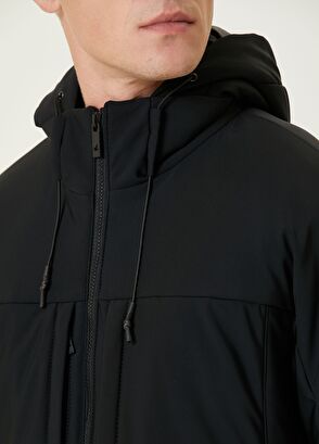 Beymen Club Black Hooded Coat with Sleeve Pocket Detail - 7