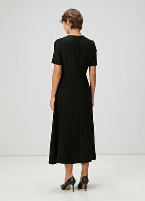 Beymen Club Siyah Tuvit Dokulu Midi Elbise - 5