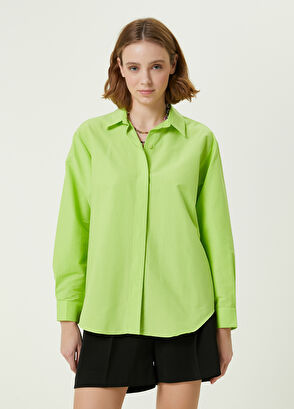 Beymen Club Yeşil Poplin Boyfriend Gömlek - 4