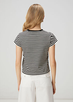 Beymen Club Siyah Beyaz Çizgili T-shirt - 5