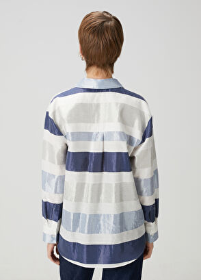 Beymen Club Mavi Beyaz Çizgili Gömlek - 5