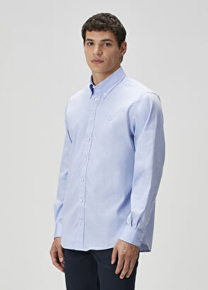 Beymen Club Relax Fit Koyu Mavi Non-iron Oxford Gömlek - 6
