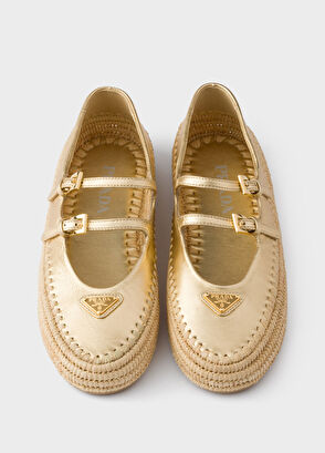 Prada Mordoré Gold Nappa Leather Women's Ballet Flats - 3