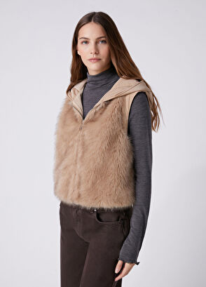 Beymen Club Beige Hooded Puffer Vest - 5