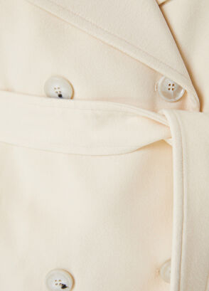 Beymen Club Kırık Beyaz Kapüşonlu Kruvaze Kaşe Pardösü - 5