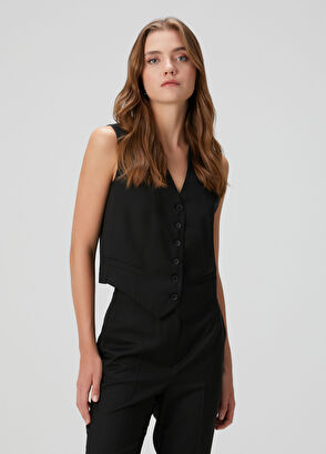 Beymen Collection Siyah İnce Yün Yelek - 4