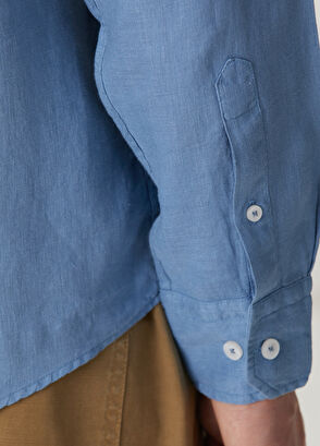 Beymen Club Comfort Fit Grey Blue Linen Shirt - 8