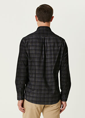 Beymen Club Navy Blue Plaid Patterned Velvet Shirt - 5