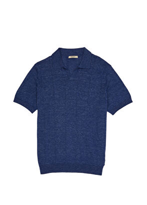 Beymen Collection Indigo Kısa Kollu Keten Triko - 8
