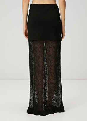 Beymen Club Siyah Dantel Garnili Maksi Triko Etek - 5