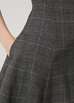 Beymen Club Antrasit Ekose Desenli Mini Elbise - 6