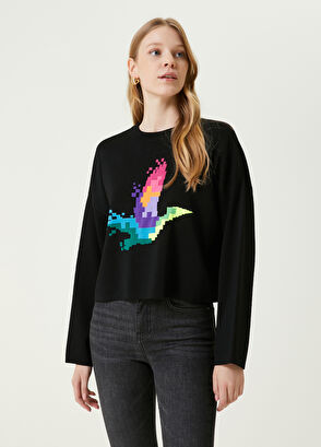 Beymen Club Siyah Piksel Kuş Jakarlı Kazak - 4