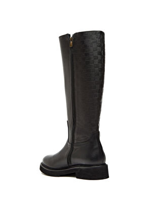 Siyah Baskılı Kadın Deri Çizme - Görsel 4