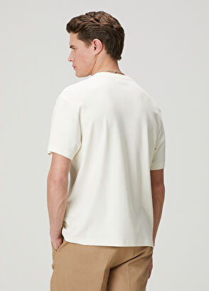 Beymen Club Cream Relax Fit Interlock Basic T-Shirt - 5