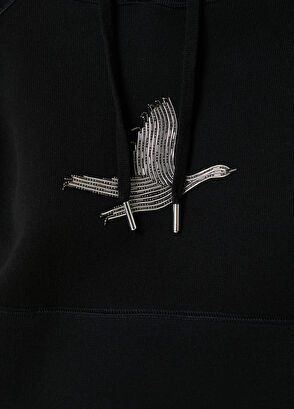 Beymen Club Siyah Kapüşonlu Metal Logolu Kazak - 5