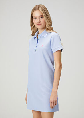 Beymen Club Açık Mavi Petek Dokulu Mini Polo Elbise - 3