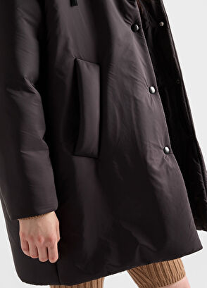 Siyah Hafif Re-Nylon Kadın Yağmurluk - Görsel 5