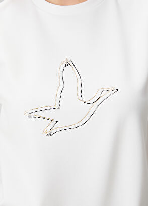 Beymen Club Kırık Beyaz Hotfix Kuş Logolu T-shirt - 6