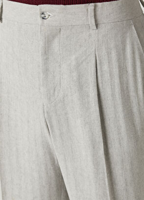 Beymen Club Grey Herringbone Textured Linen Blend Suit - 12