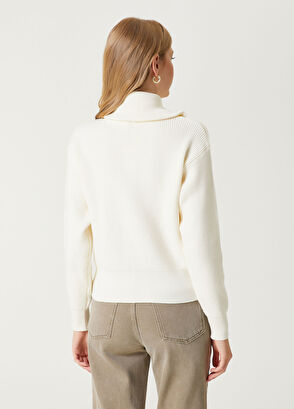 Beymen Club Kırık Beyaz Fermuarlı Kazak - 5