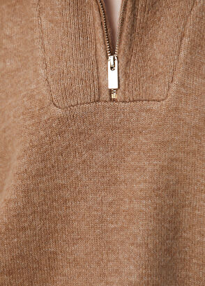 Network Camel Dik Yaka Fermuarlı Uzun Kol Kazak - 6