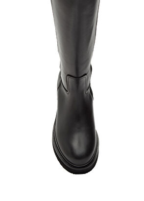 Siyah Baskılı Kadın Deri Çizme - Görsel 5