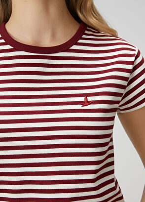 Beymen Club White Burgundy Striped T-shirt - 8
