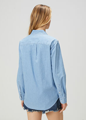 Blue Denim Shirt Beymen Club Blue Denim Shirt - 6