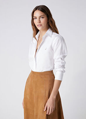 Beymen Club Kırık Beyaz Logolu Basic Poplin Gömlek - 5