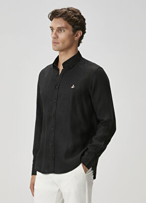 Beymen Club Comfort Fit Black Linen Shirt - 5