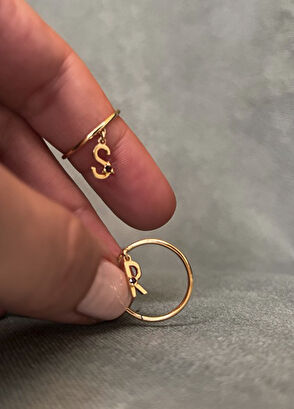 House of DIV V Harfli 14 Ayar Altın Kadın Yüzük - 6