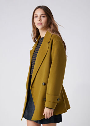 Beymen Club Handmade Green Double-Breasted Wool Short Jacket - 4