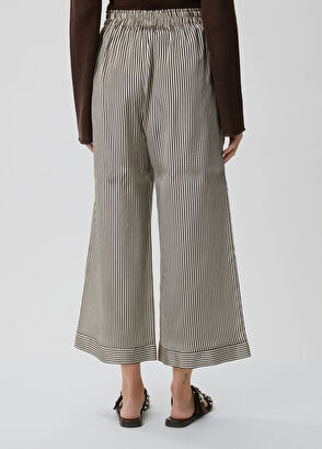 Beymen Club Beige brown satin striped trousers - 6