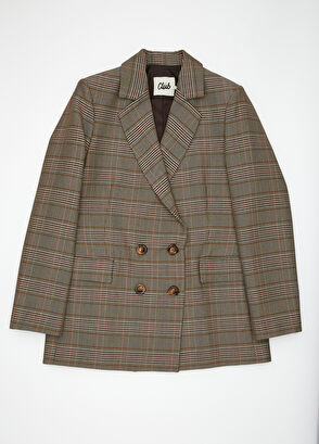 Beymen Club Kamel Ekose Desenli Yün Kruvaze Blazer - 8