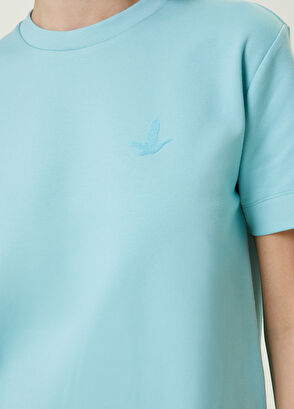 Beymen Club Turquoise Logo Ruffled Mini Jersey Dress - 5