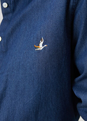 Koyu Mavi Basic Denim Gömlek Beymen Club Koyu Mavi Basic Denim Gömlek - 7