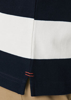 Beymen Club Comfort Fit Navy Blue White Polo Striped T-Shirt - 7