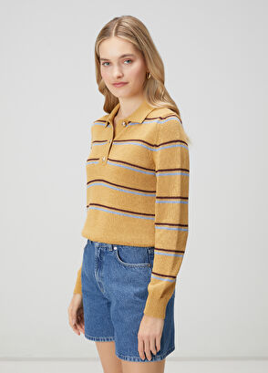 Beymen Club Kamel Çizgili Polo Kazak - 4