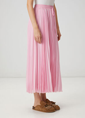 Beymen Club Pembe Pileli Midi Şifon Etek - 4