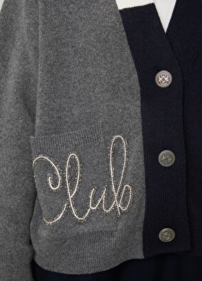 Beymen Club Grey Embroidered Cardigan With Logo - 6