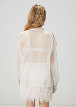 Beymen Club Kırık Beyaz Transparan Abiye Bluz - 6